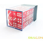Bescon 12mm 6 Sided Dice 36 in Brick Box, 12mm Six Sided Die (36) Block of Dice, Marble Red