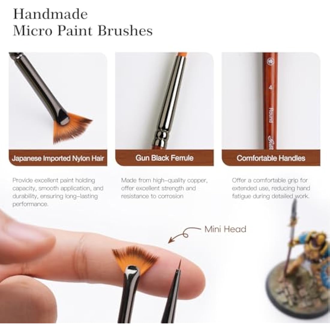 Golden Maple Miniature Paint Brushes – 20PC Professional Micro Detail Brush Set for Models, Tabletop Gaming & Fine Art – Portable Travel Case, Acrylic/Watercolor/Oil