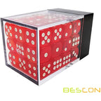 Bescon 12mm 6 Sided Dice 36 in Brick Box, 12mm Six Sided Die (36) Block of Dice, Translucent Red with White Pips
