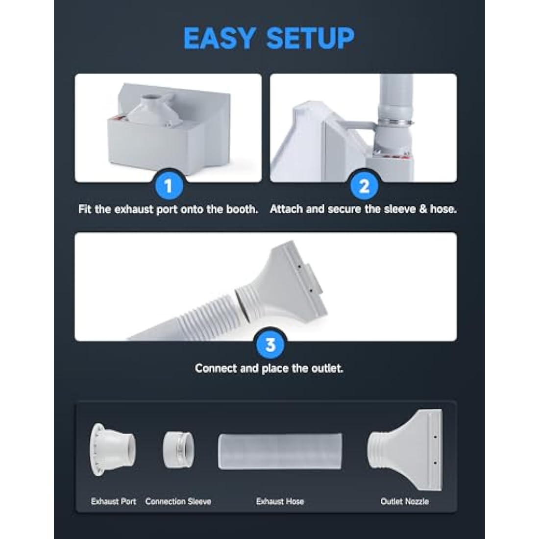 CO-Z Portable Airbrush Spray Booth with LED Lights, Folding Painting Booth with 19cm Turntable, Air Brush Booth with 9m³/min Fans 1.7m Vent for Model and Craft Painting T Shirt & Cake Decoration