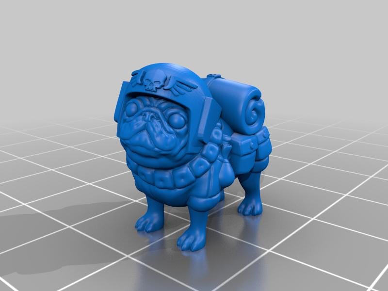 Pug Marines  set of 4 3d printed proxie Wargames comes with 25mm base