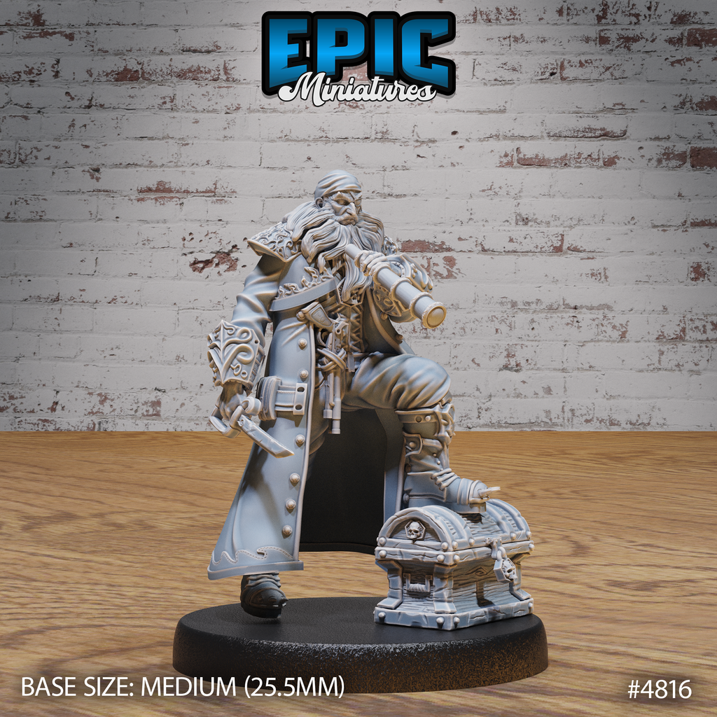 Pirate Captain Barbarossa #4814-#4816 by Epic Miniatures - Mysterious Ocean | DnD Tabletop Miniatures (28mm Scale)