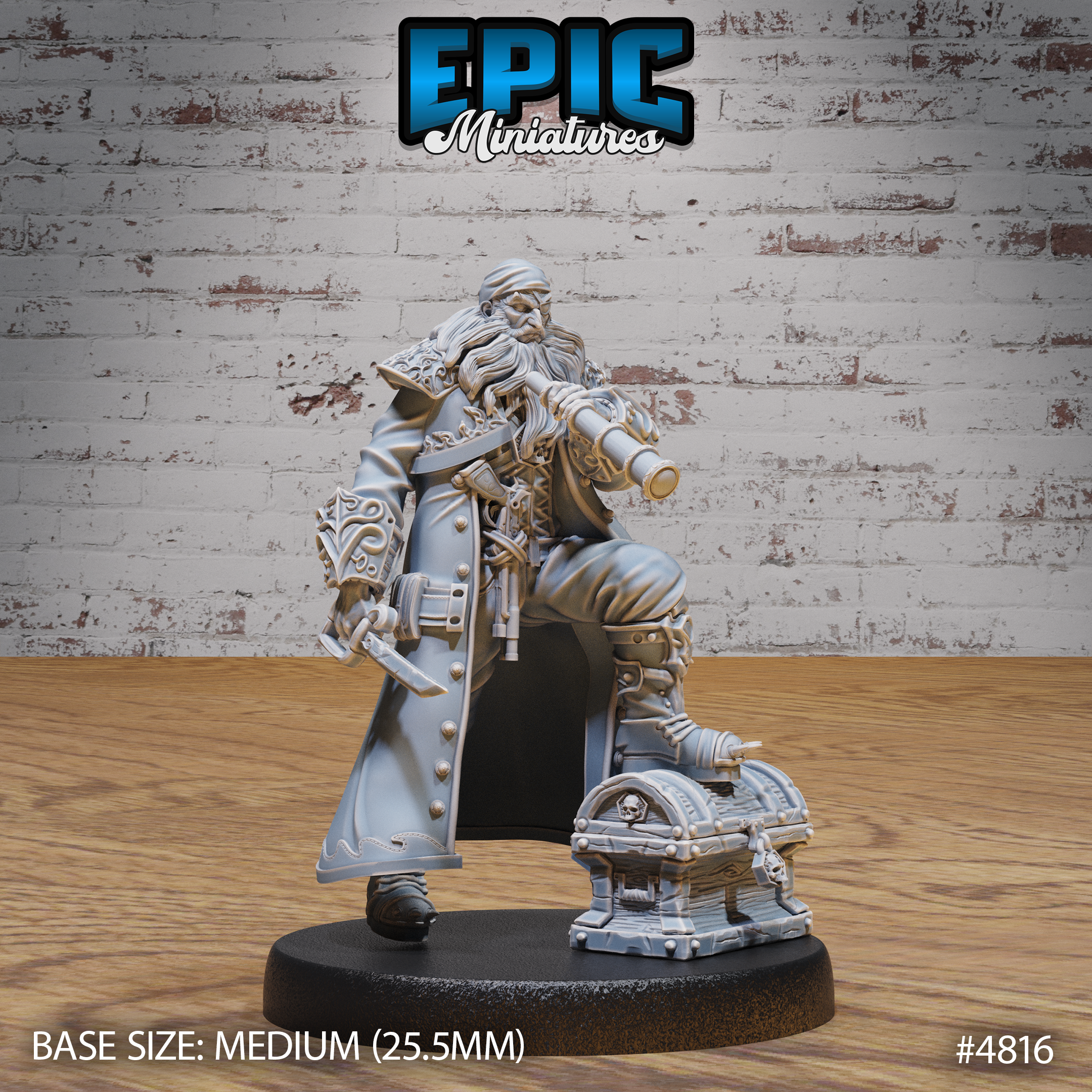 Pirate Captain Barbarossa #4814-#4816 by Epic Miniatures - Mysterious Ocean | DnD Tabletop Miniatures (28mm Scale)