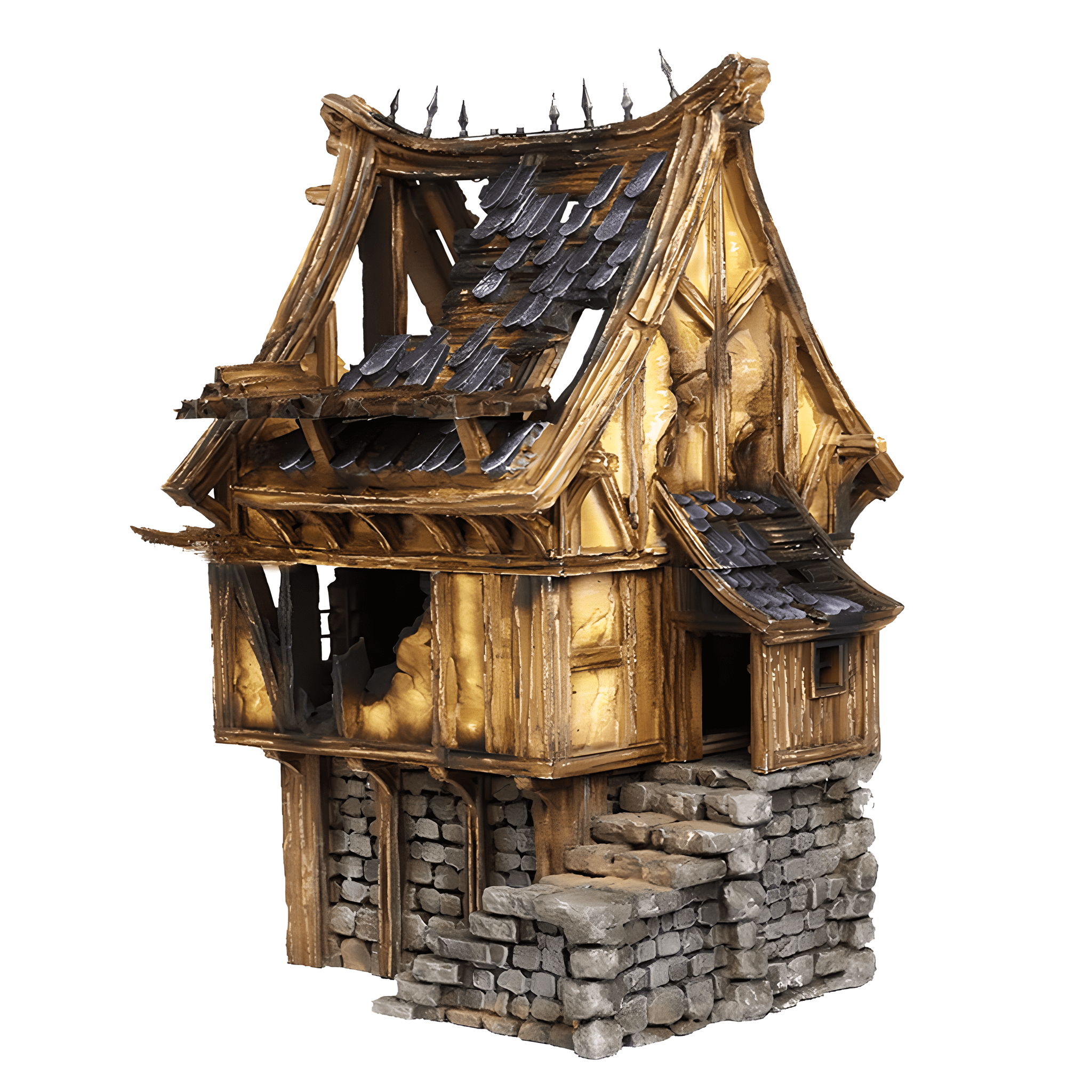 Ruined Medieval House F - 28mm DND/Wargame/RPG Terrain