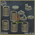 5 Wasteland Barrels – 3D Printed Resin Scatter Terrain Nuke World Miniatures