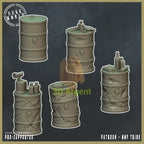 5 Wasteland Barrels – 3D Printed Resin Scatter Terrain Nuke World Miniatures