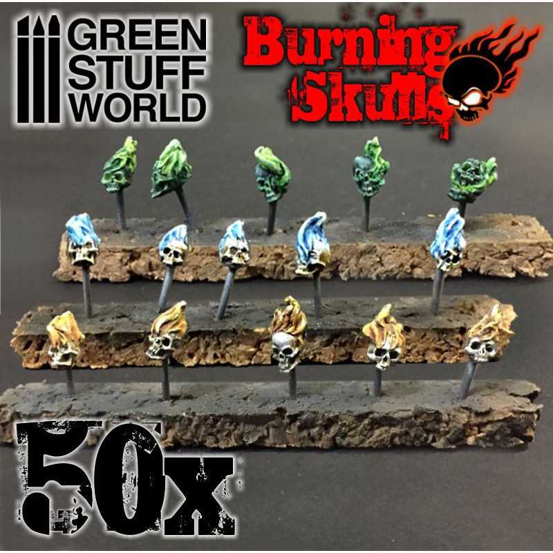 Green Stuff World 50x Resin Burning Skulls