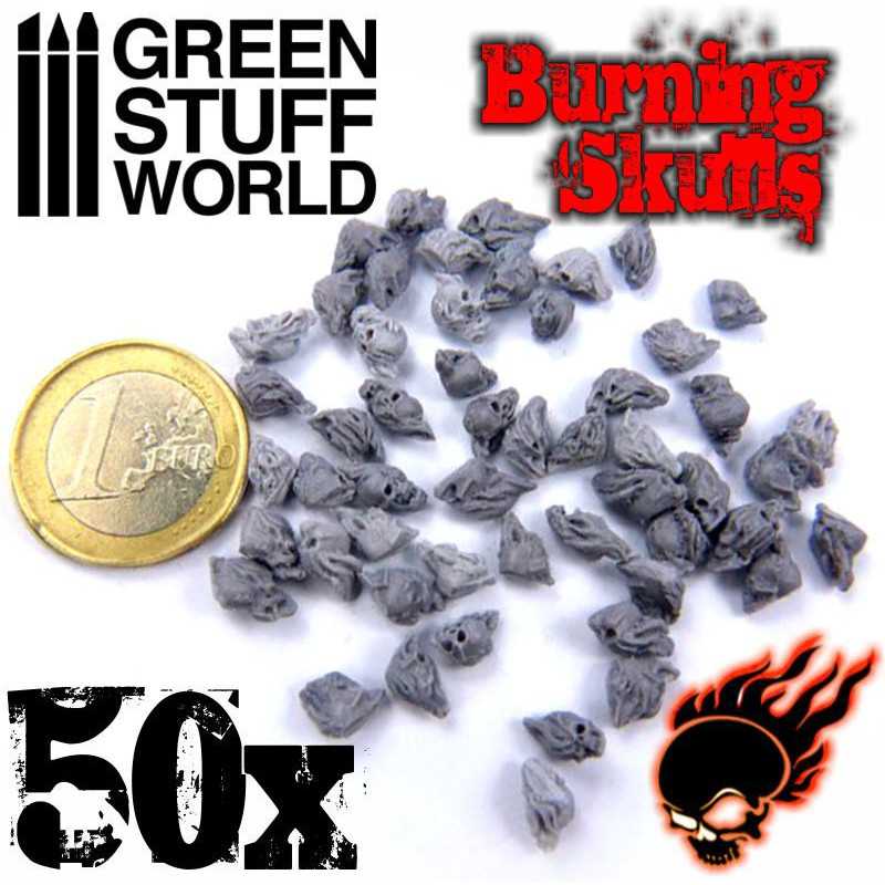 Green Stuff World 50x Resin Burning Skulls