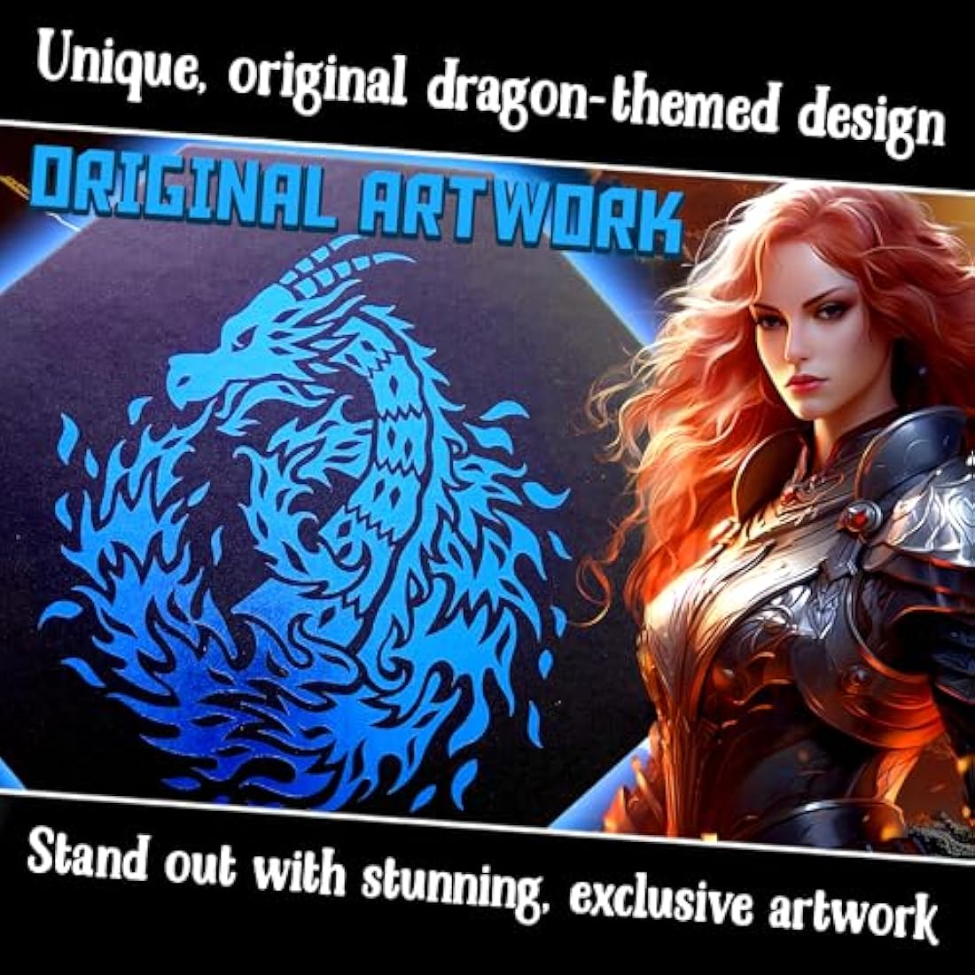 Fantasydice- Fire Dragon - Dice Tray - 20CM Octagon with Lid and Dice Staging Area- Holds 5 Sets of Dice(7 / Standard) For All Tabletop RPGs Like D&D, Call of Cthulhu, Shadowrun. (BLUE)