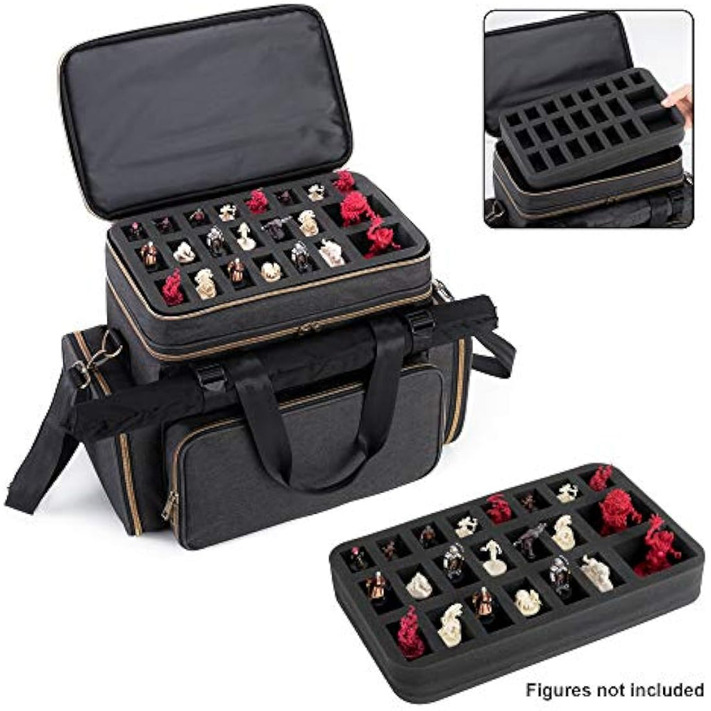 Trunab Tabletop RPG Adventurer's Bag Compatible with Dungeons and Dragons Large DND Bag with Miniatures’ Foam Layer, Battle Mat Storage Bag, Store Handbook, Dice & More - Patented Design