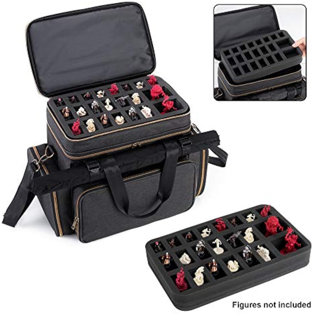 Trunab Tabletop RPG Adventurer's Bag Compatible with Dungeons and Dragons Large DND Bag with Miniatures’ Foam Layer, Battle Mat Storage Bag, Store Handbook, Dice & More - Patented Design