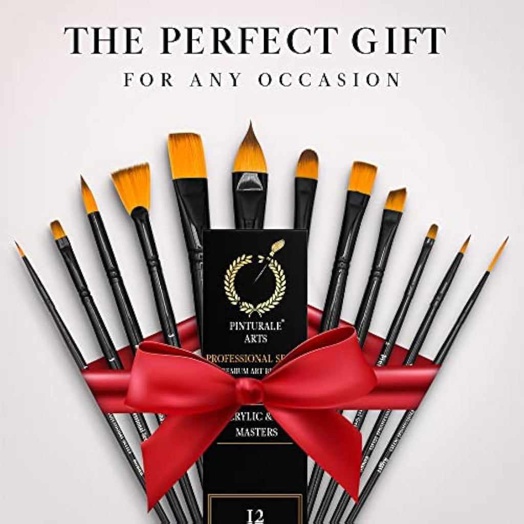 Pinturale Arts Set of 12 Acrylic Paint Brushes | Acrylic & Oil Masters | Oil Paint Brushes | Handmade Acrylic Paint Brush Set