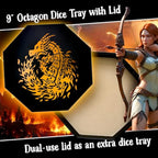 Fantasydice- Fire Dragon - Dice Tray - 20CM Octagon with Lid and Dice Staging Area- Holds 5 Sets of Dice(7 / Standard) For All Tabletop RPGs Like D&D, Call of Cthulhu, Shadowrun. (Chromatic)