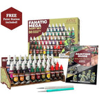 The Army Painter, Warpaints Fanatic Mega Set Combo, 50 x 18 ml Acrylic Paints incl. Skin Tones, Metallics, Effects, Washes, 1 Free Paint Station & 2 Brushes - Model Paint for Warhammer & Dnd