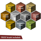 The Army Painter Speedpaint 2.0 Metallics Paint Set, 10 Bottles of Metal Acrylic Contrast Paint in 18ml Incl. 1 Free Basecoating Brush for Miniature Painting, Warhammer & DnD