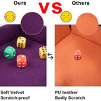 SIQUK 4 Pieces Dice Tray Hexagon Dice Rolling Tray Folding PU Leather Velvet Dice Tray for Dungeons and Dragons RPG DND Dice Game, 4 Colours
