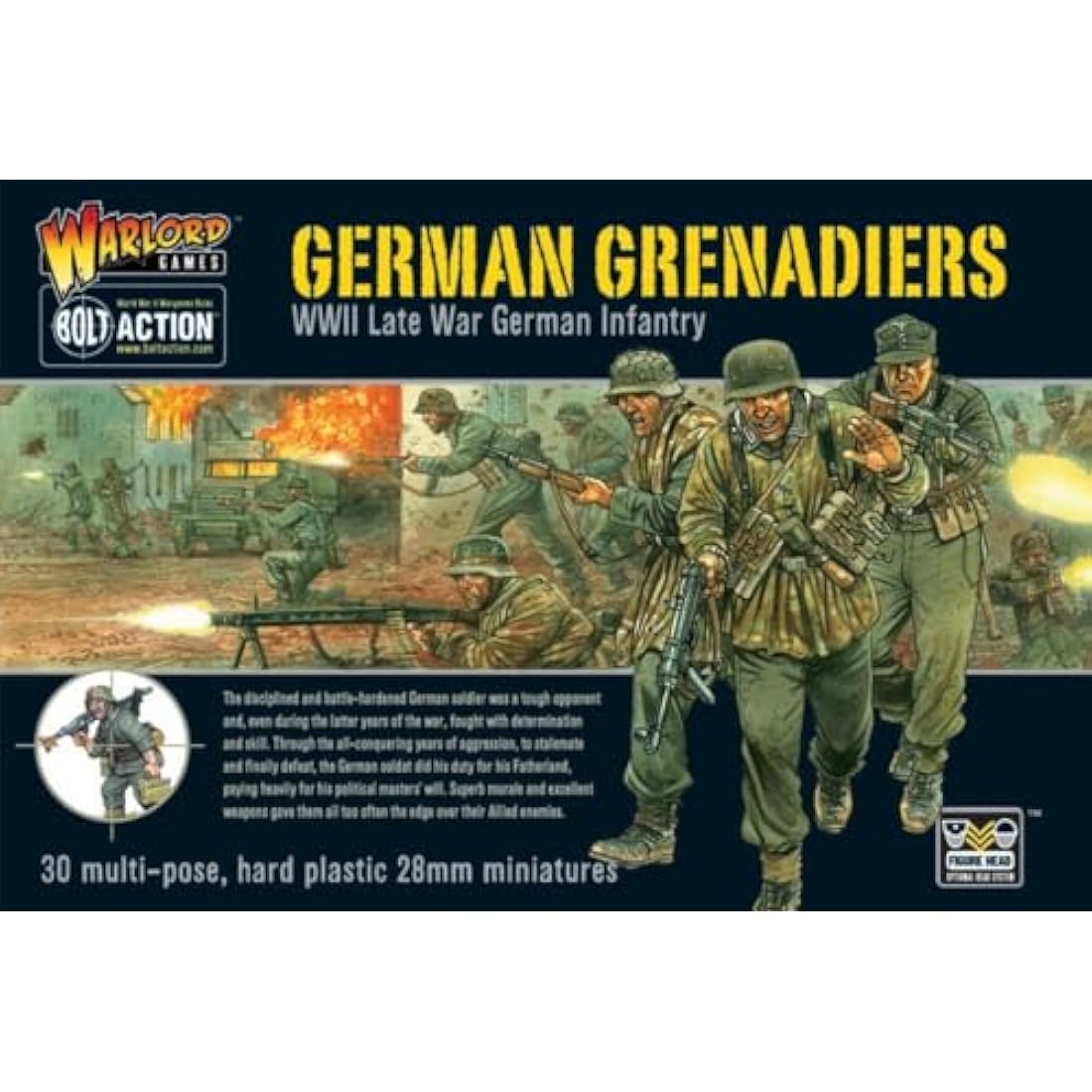 Warlord Games German Army Grenadiers Infantry - 28mm Scale Plastic Miniatures for Bolt Action Highly Detailed World War 2 Miniatures for Table-top Wargaming