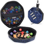 ENHANCE DnD Dice Tray and Case - Collector's Edition DnD Dice Holder for up to 150 D&D Shakers with Hard Shell Exterior and Protective Soft Interior - Rolling Tray Perfect for Game Night (Dragon Blue)