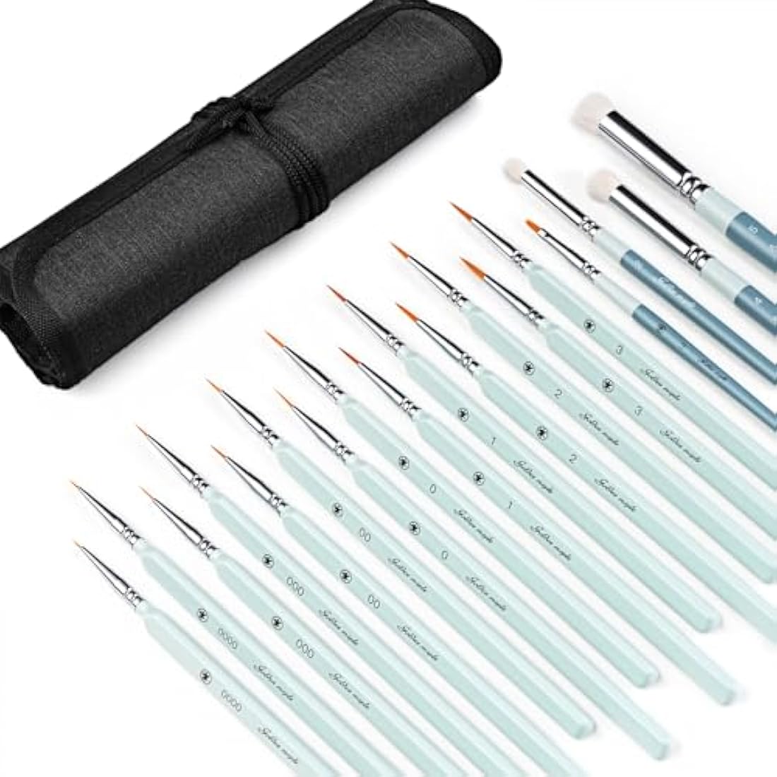 Golden Maple Miniature Paint Brushes Drybrush-18PCS Micro Detail Paint Brush Set, Small Fine Detail Model Brushes for Acrylics, Watercolors & Paint by Number, Figurine - Grayish Green