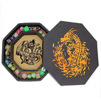 Fantasydice- Fire Dragon - Dice Tray - 20CM Octagon with Lid and Dice Staging Area- Holds 5 Sets of Dice(7 / Standard) For All Tabletop RPGs Like D&D, Call of Cthulhu, Shadowrun. (Chromatic)