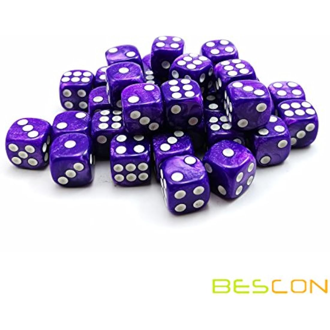 Bescon 12mm 6 Sided Dice 36 in Brick Box, 12mm Six Sided Die (36) Block of Dice, Marble Purple