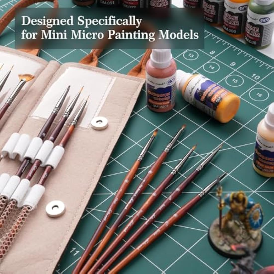 Golden Maple Miniature Paint Brushes – 20PC Professional Micro Detail Brush Set for Models, Tabletop Gaming & Fine Art – Portable Travel Case, Acrylic/Watercolor/Oil