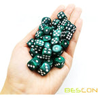Bescon 12mm 6 Sided Dice 36 in Brick Box, 12mm Six Sided Die (36) Block of Dice, Marble Green