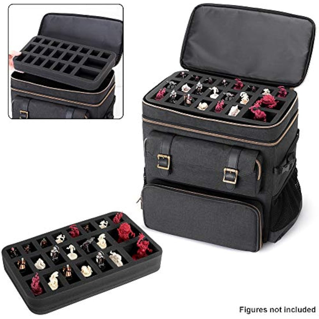 Trunab Tabletop RPG Adventurer's Backpack Compatible with Dungeons and Dragons Large DnD Travel Bag with Miniatures’ Foam Layer, Battle Mat Storage Bag, Keep D&D books, Dice, Markers - Patented Design