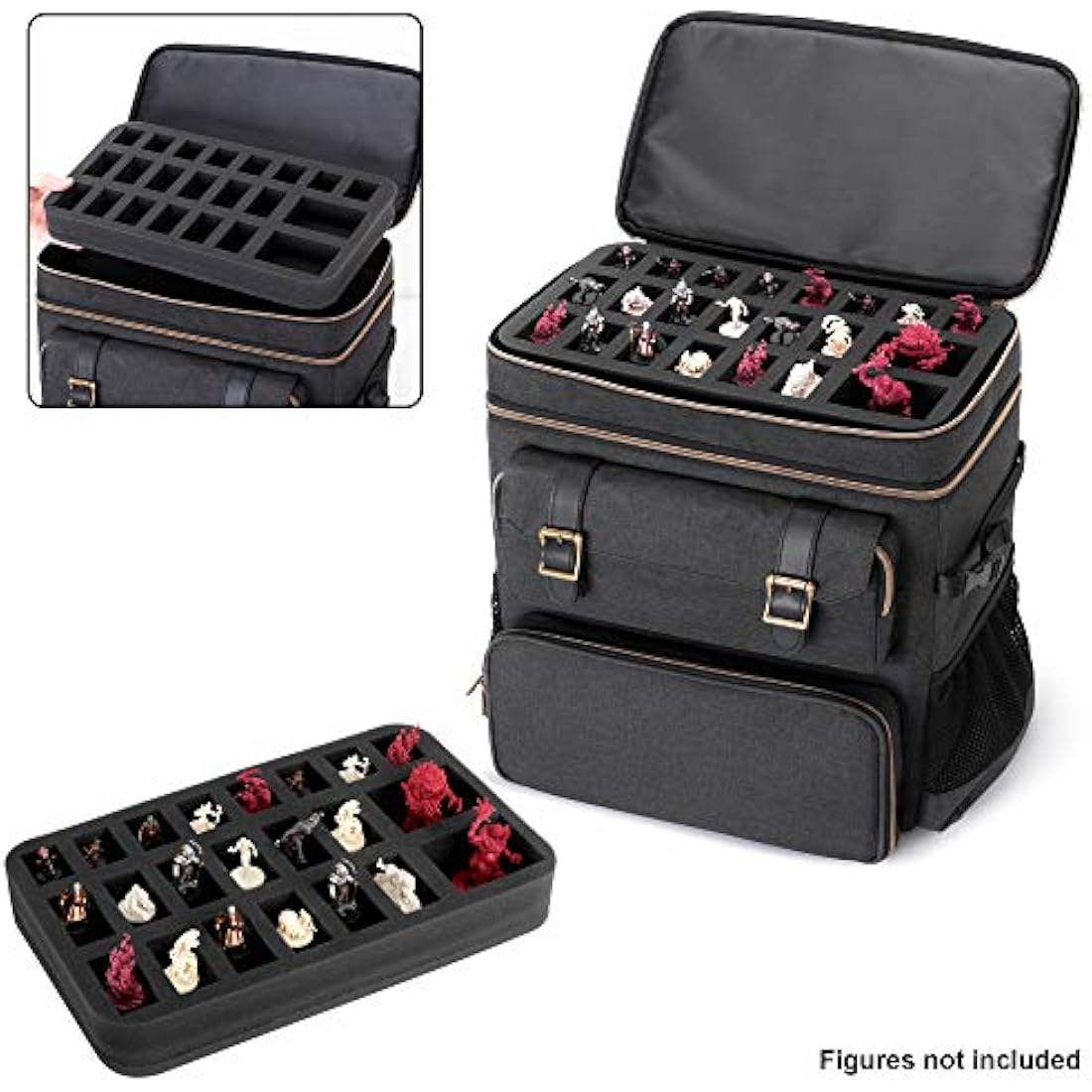 Trunab Tabletop RPG Adventurer's Backpack Compatible with Dungeons and Dragons Large DnD Travel Bag with Miniatures’ Foam Layer, Battle Mat Storage Bag, Keep D&D books, Dice, Markers - Patented Design