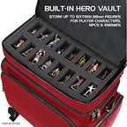 ENHANCE Collector's Edition RPG Adventurer's DND Bag - Dragon Hide Exterior Travel RPG Bag with Tabletop Miniatures Storage Vault, Mat Holder, DND Dice & Token Pockets, Fits 4-8 Books (Dragon Red)