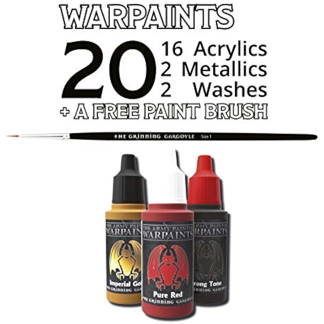 Grinning Gargoyle - Sci-Fi Miniature Paint Set - Paints for Miniatures - 20x Assorted 18ml Colours with a Paint Brush - Science Fiction Paints Starter - Warpaint for Marines and Aliens