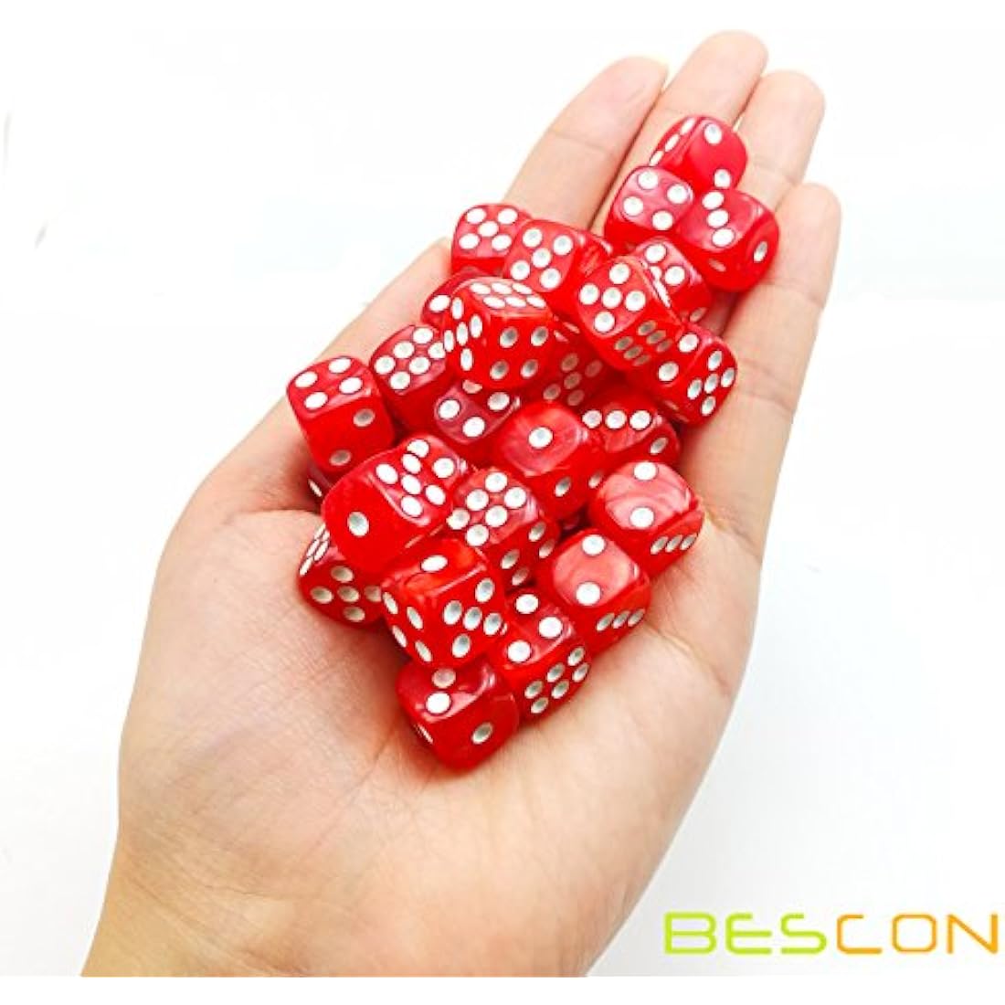Bescon 12mm 6 Sided Dice 36 in Brick Box, 12mm Six Sided Die (36) Block of Dice, Marble Red