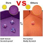 SIQUK 4 Pieces Dice Tray Hexagon Dice Rolling Tray Folding PU Leather Velvet Dice Tray for RPG DND and Other Dice Game (Black, Cyan, Violet, Royal Blue)