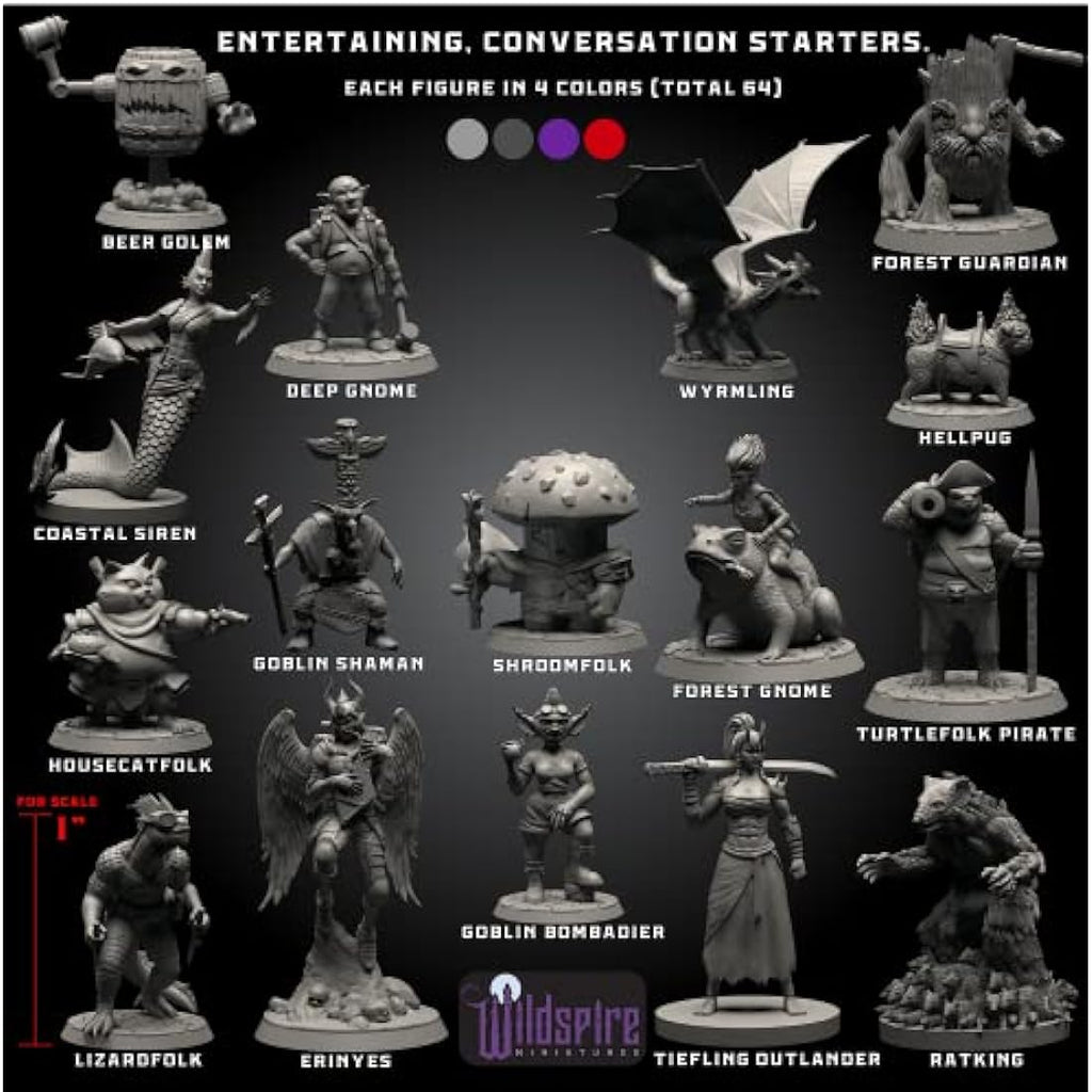 Wildspire Fantasy Miniatures & Bookish Dragon for DND Miniatures Monsters DND 28mm-32mm Bulk Dungeons & Dragons Miniatures D&D Miniatures Monsters DND Minis DND Figures Starter Pathfinder Miniatures