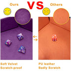 SIQUK 4 Pieces Dice Tray Hexagon Dice Rolling Tray Folding PU Leather Velvet Dice Tray for RPG DND and Other Dice Game (Dark Green, Violet, Red, Black)