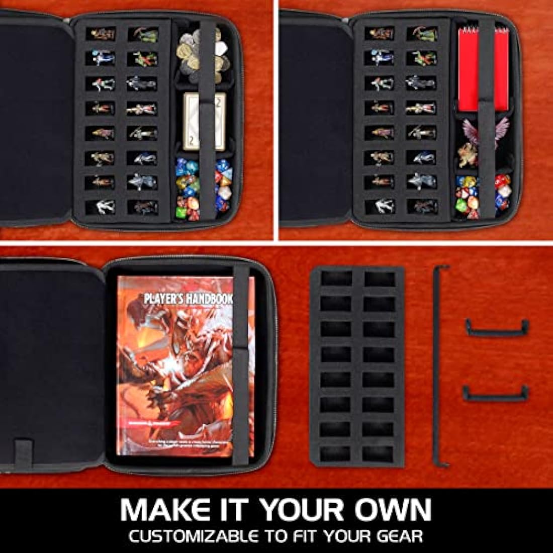 ENHANCE Collector's Edition RPG Organizer Case - DnD Binder with Built-in Character Sheet Holder and Erasable Scribe Panel, Dice Rolling Area, Removable Pen Pouch, Miniature Foam Tray (Dragon Silver)