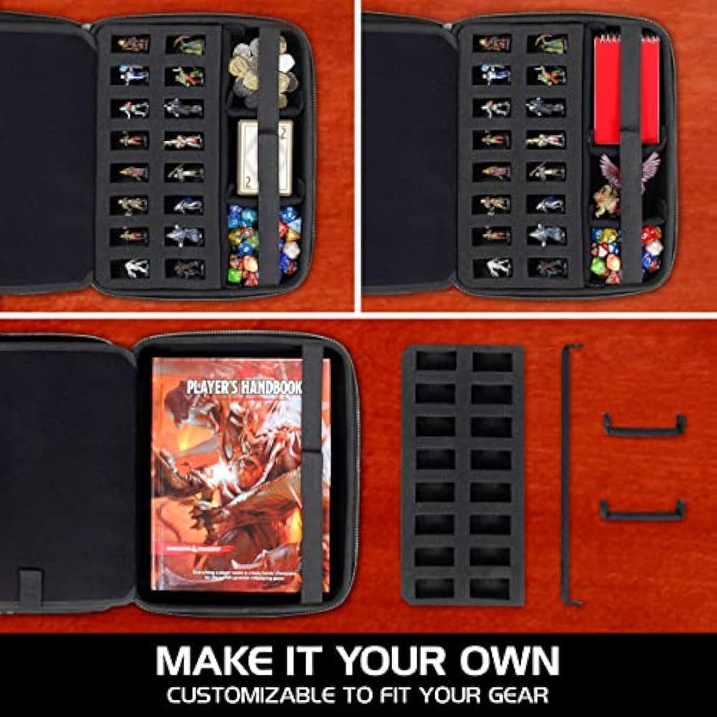 ENHANCE Collector's Edition RPG Organizer Case - DnD Binder with Built-in Character Sheet Holder and Erasable Scribe Panel, Dice Rolling Area, Removable Pen Pouch, Miniature Foam Tray (Dragon Purple)