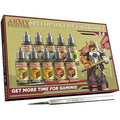 The Army Painter Speedpaint 2.0 Metallics Set Combo, 10 Bottles of Non Toxic Metal Contrast Acrylic Model Paint 18ml, 1 Free Speedpaint Brush and 1 Basecoating Brush for Miniature Fantasy Wargaming