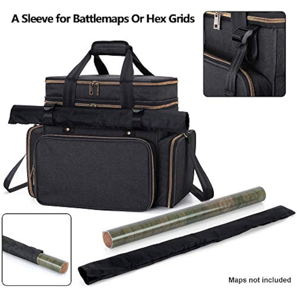 Trunab Tabletop RPG Adventurer's Bag Compatible with Dungeons and Dragons Large DND Bag with Miniatures’ Foam Layer, Battle Mat Storage Bag, Store Handbook, Dice & More - Patented Design