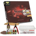 The Army Painter Hobby Paint and Model Tool Kit - 10 Acrylic Model Paints, 3 Hobby Brushes, 3 Tufts, Brown Battleground, Basing Glue and Modeling Tools for Plastic Models - Miniature Paint Set