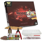 The Army Painter Hobby Paint and Model Tool Kit - 10 Acrylic Model Paints, 3 Hobby Brushes, 3 Tufts, Brown Battleground, Basing Glue and Modeling Tools for Plastic Models - Miniature Paint Set