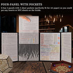 DND Dungeon Master Screen Faux Leather Embossed Dragon & Mimic, Four-Panel with Pockets DM Screen for Dungeons and Dragon, Pathfinder, D&D