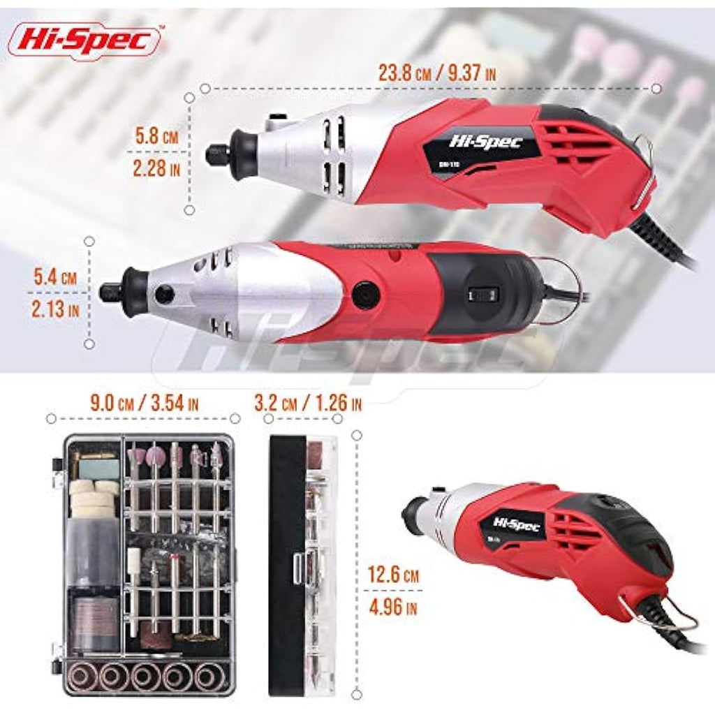 Hi-Spec Rotary Tool Kit Set 170W 1.4A with 121 Piece Dremel Compatible Bit Accessories. Drill, Cut, Trim, Grind & Sand in DIY Repairs, Hobbies & Craftwork
