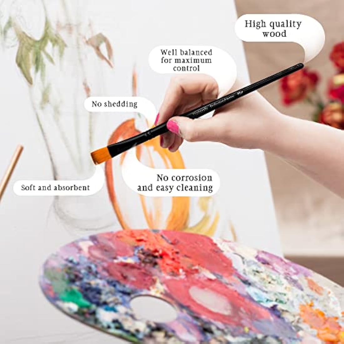 Pinturale Arts Set of 12 Acrylic Paint Brushes | Acrylic & Oil Masters | Oil Paint Brushes | Handmade Acrylic Paint Brush Set