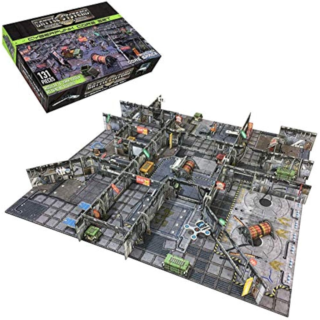 Battle Systems Sci-Fi Terrain 28mm Modular 3D Space Terrain - Perfect Age 14+ for Wargaming and Roleplaying Tabletop Games - Full Colour Printed 3D Multi Level Building Models (Cyberpunk Core Set)