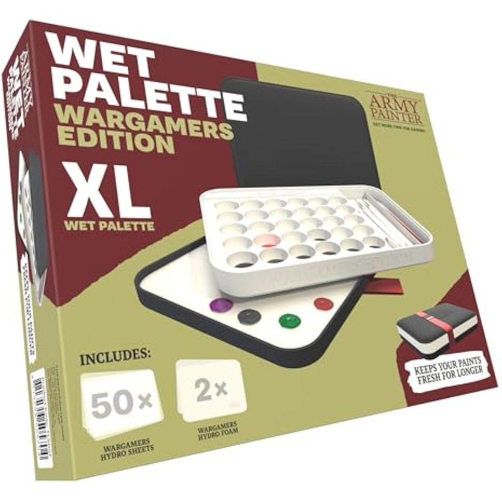 The Army Painter, Wargamers Edition Wet Palette XL, incl. 50 Hydro Sheets, 2 Hydro Foams & Brush Storage - Wet Palette for Miniatures Acrylic Paint, Dnd & Warhammer