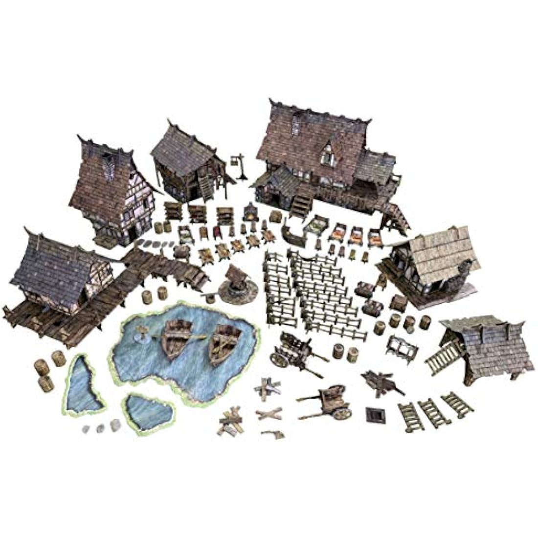 Battle Systems – Modular Fantasy Scenery – Perfect for Roleplaying and Wargames - Multi Level Tabletop Terrain for 28mm Miniatures – Colour Printed Model Diorama – (Village)