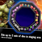 Fantasydice- Fire Dragon - Dice Tray - 20CM Octagon with Lid and Dice Staging Area- Holds 5 Sets of Dice(7 / Standard) For All Tabletop RPGs Like D&D, Call of Cthulhu, Shadowrun. (BLUE)