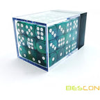 Bescon 12mm 6 Sided Dice 36 in Brick Box, 12mm Six Sided Die (36) Block of Dice, Marble Green