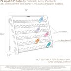 Plydolex Vallejo Acrylic Paint Rack Organizer With 72 Holes for Miniature Set - Wall-Mounted Organizers and Storage - Bottle Holder 15.8x5.1x11.6 Inch